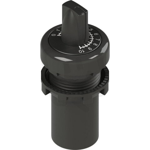 PIZZATO Potenciometr E6, 10 kOhm, 0,5 W, plochý reliéf, černý plast. kroužek