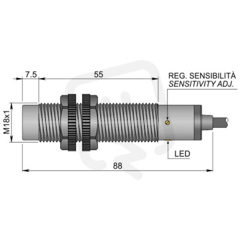 Kapacitní senzor d18 mm AECO SC18SP-CE10 NPN NO+NC LC5