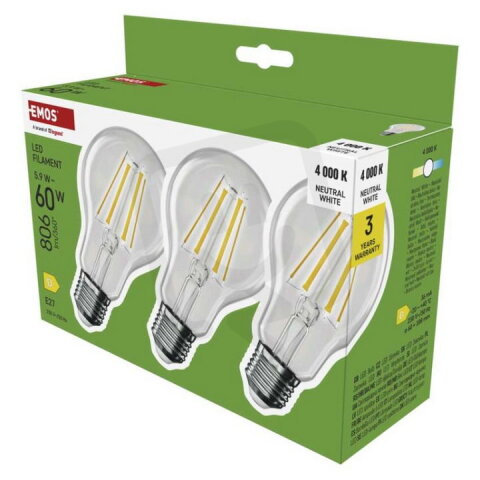 LED žárovka Filament A60 E27 5,9 W (60 W) 806 lm Neutrální bílá EMOS ZF5D43.3