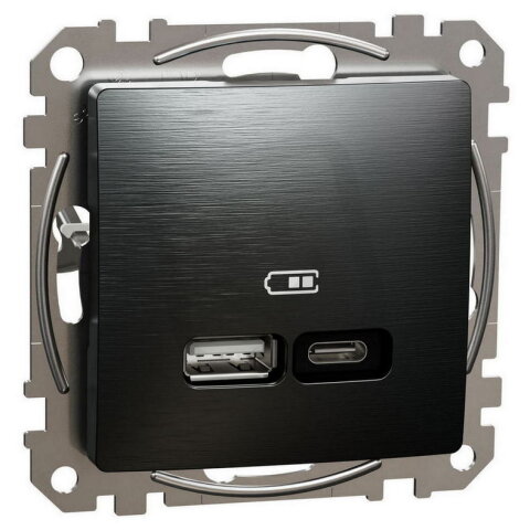 Dvojitá nabíječka USB A+C, 2,4 A, 21 W, Leštěný Titan, Sedna D/E SDD172405U