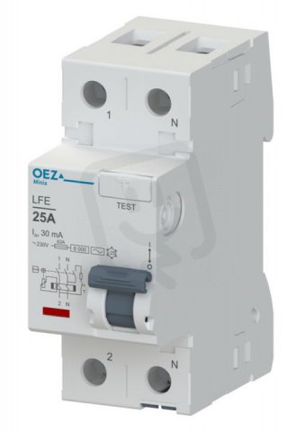 LFE-25-2-030AC Proudový chránič 25A, AC 230V, 30mA, 2pól, 6kA, typ AC OEZ:42389