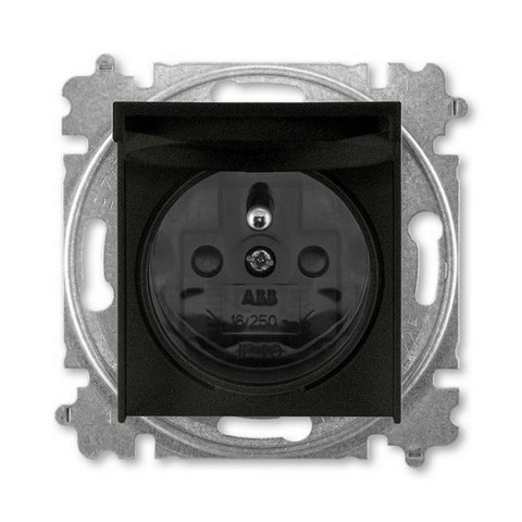 ABB LEVIT M Zásuvka s ochr. kolíkem s víčkem onyx/kouřová černá 5519H-A02397 63
