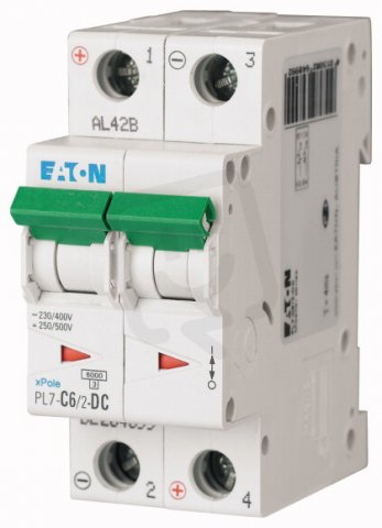 Jistič PL7-C6/2-DC-DC, char. C, 2-pólový, 10kA, 6A EATON 264899