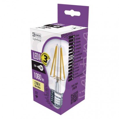 LED žárovka Filament A60 E27 7W (75W) 1 060 lm teplá bílá EMOS Z74270