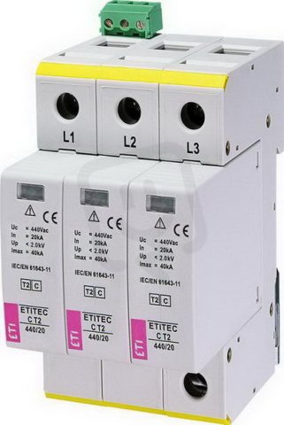 Svodič přepětí  ETITEC C T2 440/20 3+0 RC síť IT ETI 002440412
