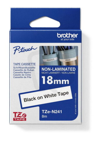 Páska BROTHER TZe-N241 bílá/černá (18mm, nelaminované)
