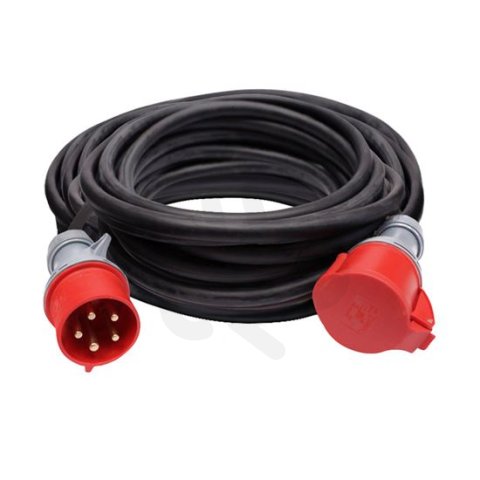 1z prodlužovací přívod - spojka 25m 400V/16A černá kabel gumový H05RR-F 5G2.5mm2