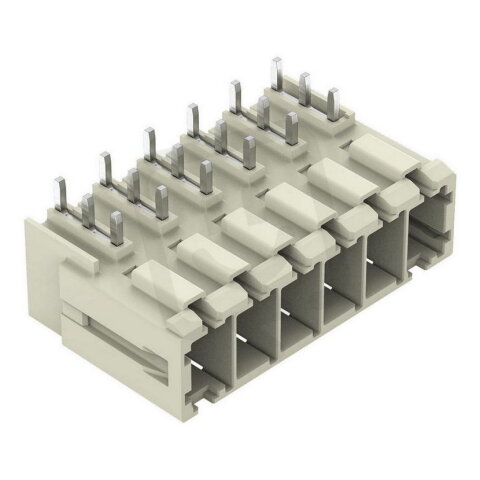 Konektor s pájecími piny THT pájecí kontakt 1,0x1,2 mm úhlové světle šedá 6pól.
