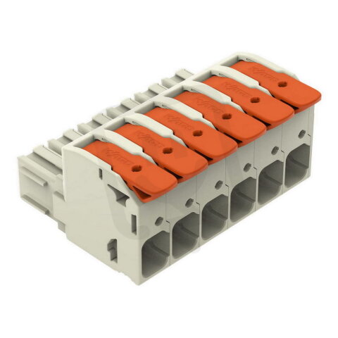 Pružinová svorka Páčka Push-in CAGE CLAMP světle šedá 16mm2 6pól. WAGO 832-1106