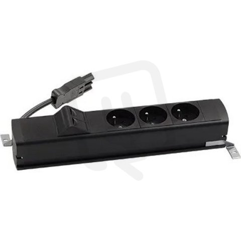 Standardní zásuvkový blok: 3x 250 V typ E + 2x zásuvka RJ45 černý