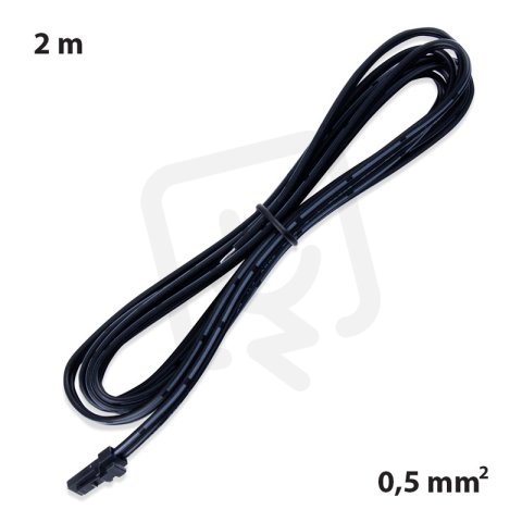 Připojovací kabel s MP konektorem (vidlice), 2m  0,5mm2, černý, volný konec 5mm