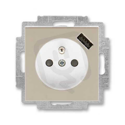 Zásuvka s USB nabíjením 5569H-A02357 18 macchiato/bílá Levit ABB