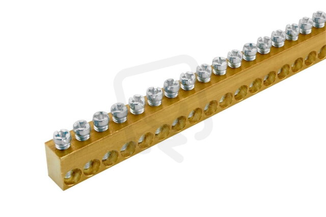 Svorkovnice N/PE mosazná NSCH 10x15x1000mm IP00 111 přip. míst 25mm2 1000116