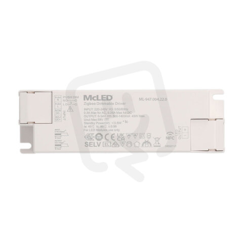 Stmívatelný ZigBee driver 45W, 500-1400mA, 6-54VDC MCLED ML-947.004.22.0