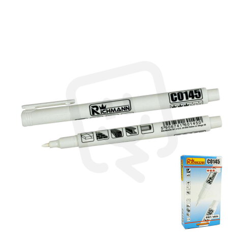 Sada bílých tenkých popisovačů 1bal/12ks RICHMANN PC0145