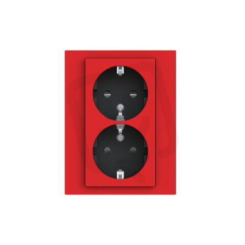 Dvojzásuvka ABB LEVIT s clonkami, bezšroub., červená/kouř.černá 5522H-C03458 65W