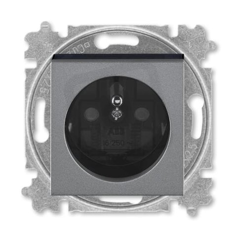 ABB LEVIT M Zásuvka s ochr. kolíkem ocelová/kouř. černá 5519H-A02357 69