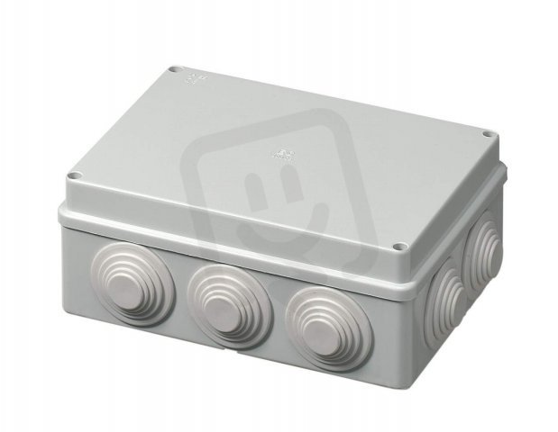 Krabice S-BOX 406, 190x140x70 mm, 10 průchodek, IP55 šedá, kovové šrouby, 650°C