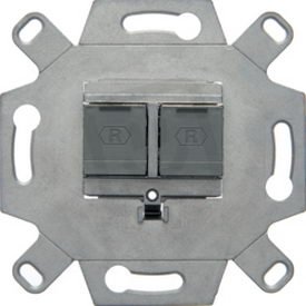 Zásuvka datová, 2x RJ45, FTP, Cat. 6A, třída EA, s klapkama, vhodné pro PoE+