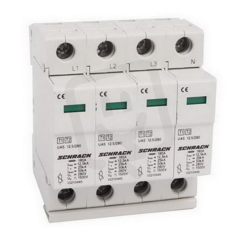 Svodič přepětí T1+2/BC kompletní 4p 12,5kA/280V série UAS SCHRACK IS210449--