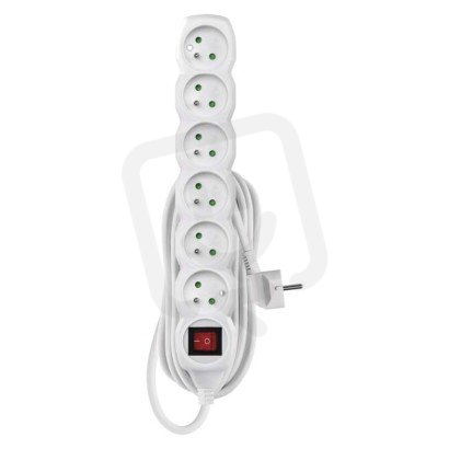 Prodlužovací kabel 5 m 6 zásuvek s vypínačem bílý PVC 1,5mm2 EMOS P1615R