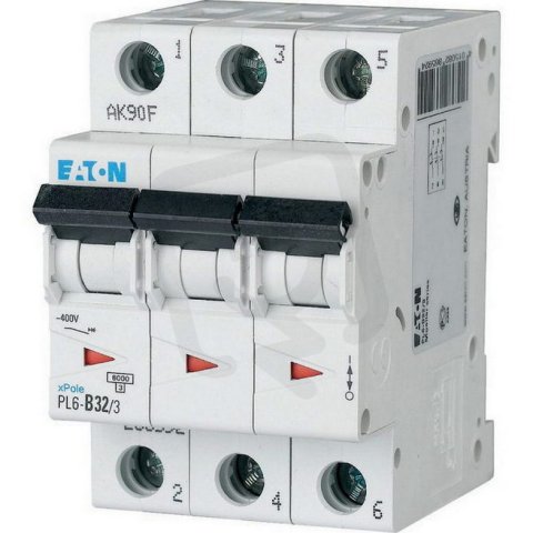 Jistič PL6-D32/3 char D, 3-pólový, 6kA, 32A EATON 286616