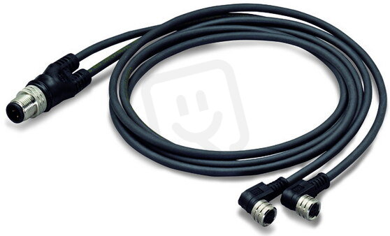Kabel pro senzor/akční člen, 2x zásuvka M8,  úhlová, Zástrčka M12A,  přímá 4pól.