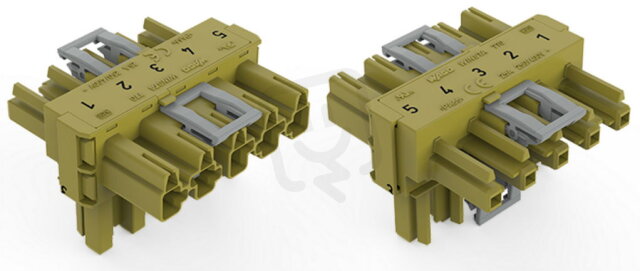 T-rozdělovač 5pól. Kód. B světle zelená WAGO 770-1742