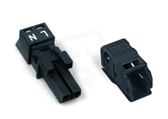 Zdířka S pouzdrem s odlehčením tahu 2pól. černá WAGO 890-202/342-000