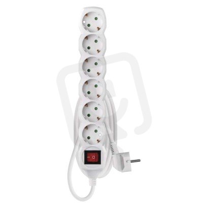 Prodlužovací kabel 1,5 m 6 zásuvek s vypínačem bílý PVC 1,5mm2 EMOS P1621R