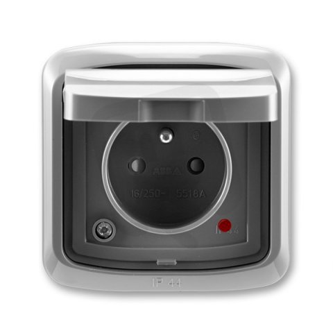 ABB Tango 5598A-2999S2 Zásuvka jednonás. s víčkem,s ochranou před přepětím,IP44