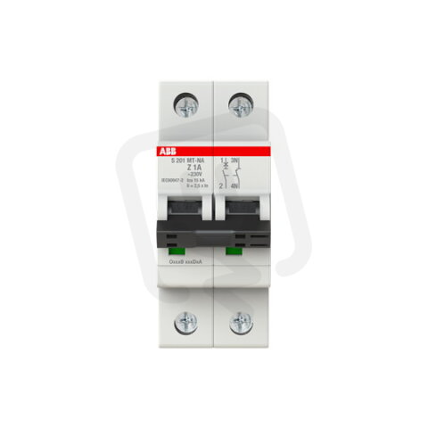 ABB S201MT-Z1NA, 1 fázový jistič (1+N), 1A, Z, 10kA, určeno pro drážní aplikace