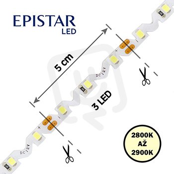 LED pásek 60LED/m, 3528, IP20, 2900K 5m 5W