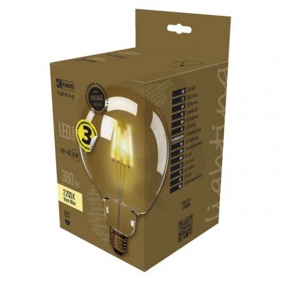 LED žárovka Vintage G125 E27 4W (40W) 470 lm teplá bílá EMOS Z74303