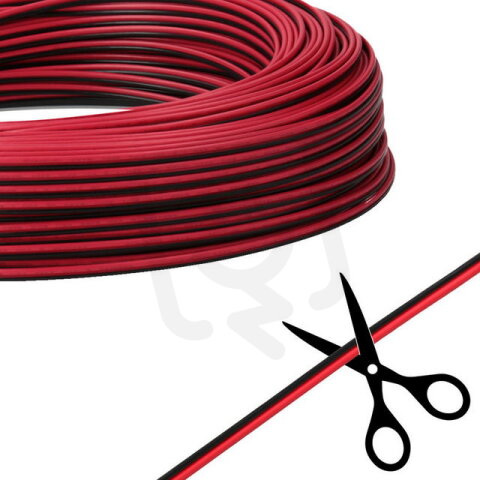 2-žilový plochý PVC kabel AWG 16/1,3 mm2, (2,4-4,8mm), černá/červená