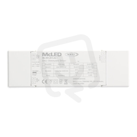 Napájecí zdroj 30W, DC24V, IP20, řízení DALI2 a tlačítko, 2 CH, DT6