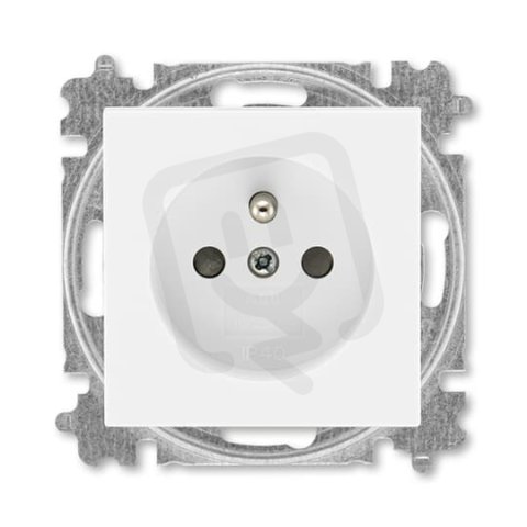 ABB LEVIT Zásuvka 55x55 s ochranným kolíkem s clonkami bílá 5519H-A02557 03