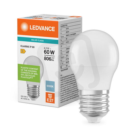 Světelný zdroj LED CLASSIC P V 6.5W 865 Frosted E27 LEDVANCE 4099854773105
