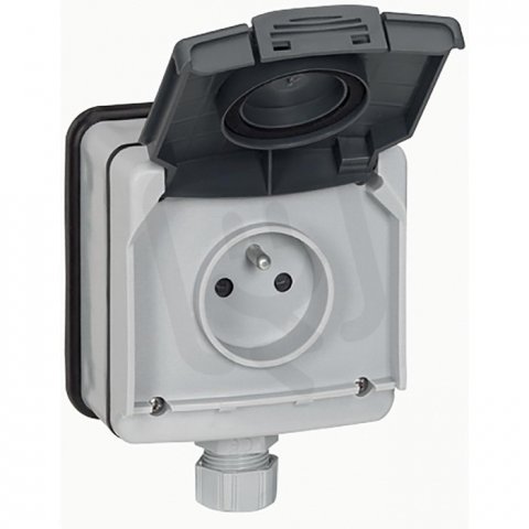 PLEXO IP66 ZÁSUVKA 2P+T ŠEDÁ LEGRAND 090466