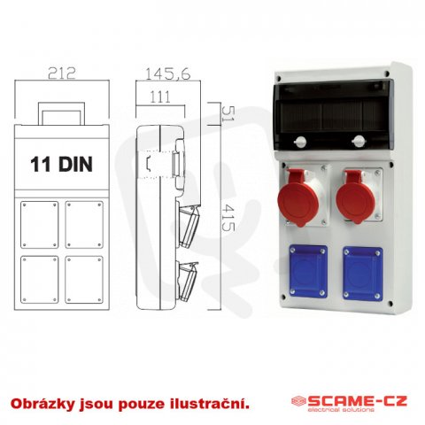 Zásuvková rozvodnice nejištěná 632 2x32A, 2x230V SCAME 632.3322