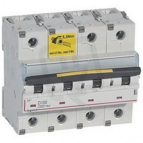 DX3 JISTIČ, 4 PÓLOVÝ, CHAR. D,100A 10000A/16KA LEGRAND 409541