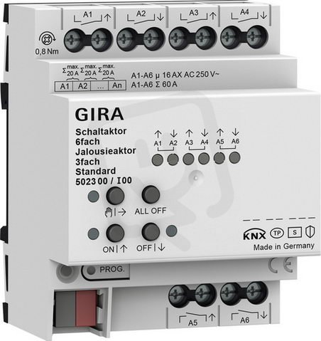 Akční člen vyp/žal 6f/3f 16 A na DIN Standard KNX Secure GIRA 502300