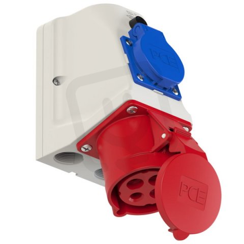 zásuvka průmyslová 4P 32A/380V ,6h + 16A/230V CZ IP44 COMBO pojistka PCE 9224-6f