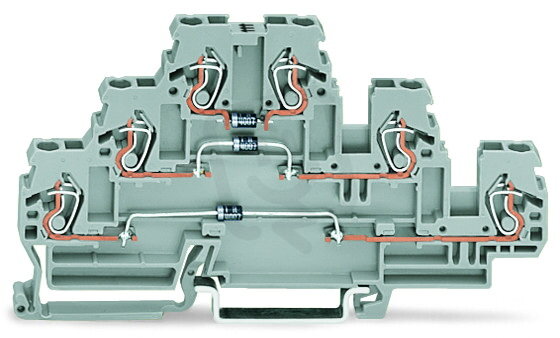 Svorka pro moduly třípatrová 3 diody 1N4007 šedá 2,5mm2 Wago 870-596/281-673
