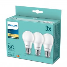 SET žárovek 3ks LED Philips mini globe 8-60W E27 A60 teplá bílá