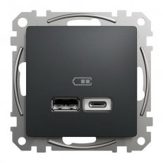 Sedna D/E Dvojitá USB A+C nabíječka 2.4A, Antracit SCHNEIDER SDD114402