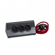 Prodlužovací kabel černý s vypínačem a stojanem na tablet 1,5m 3 zásuvky USB A+A