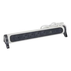 Prodlužovací kabel 1,5m bílá/tmavě šedá 5 zásuvek USB A+C přepěťová ochrana