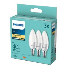 Philips LED žárovka sada 3ks 40W B35 E14 WW FR ND 3PF/6