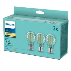 Philips LED žárovka classic sada 3ks 75W A60 E27 WW